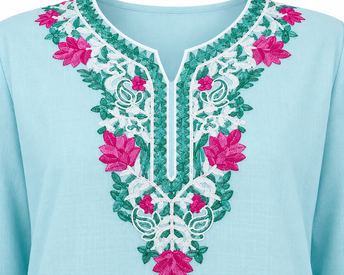 Kashmir Aari cotton Co-Ord Set | Light Turquoise